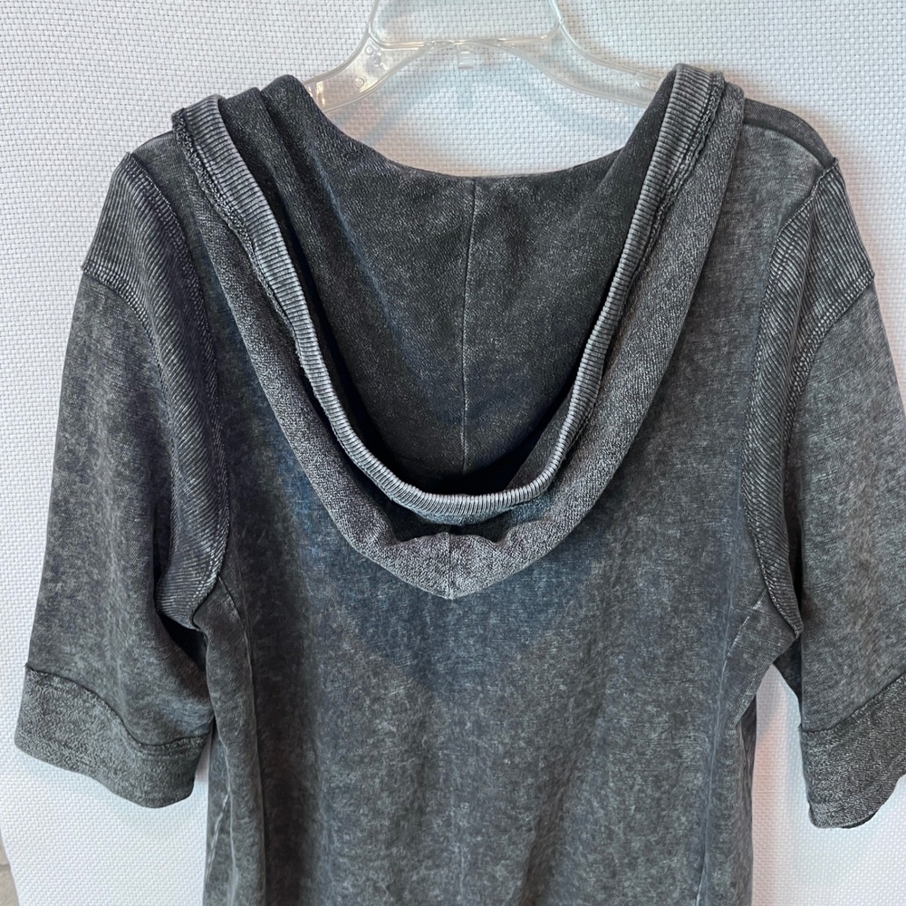 Daily Practice Anthropologie Hooded Sweatshirt Dress Black Mineral Wash Medium - Picture 10 of 13
